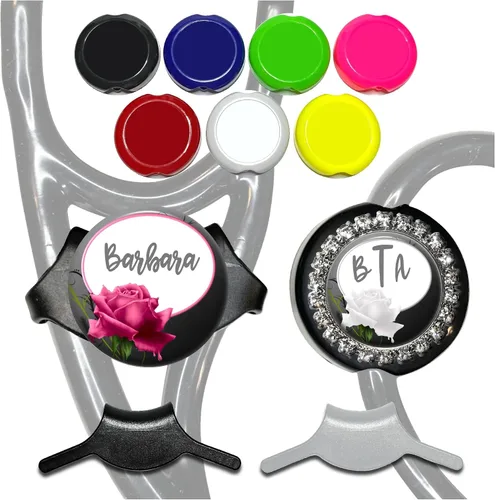 Vista 5 de Personalized Rose Retractable Badge Reel, Extends to 34 inches 6 Design Colors, Flower ID Holder Gift, Custom Fonts, 3 Design Sizes, Decorative