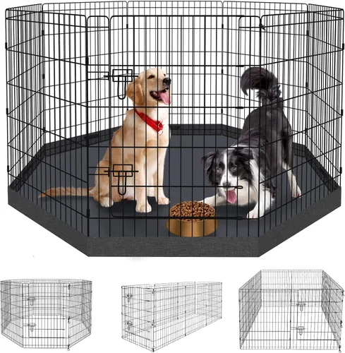 Vista 13 de Artmalle Parque de Juego para Mascotas, Cachorro, 8 Paneles, 24 Pulgadas, para Interior y Exterior, Metal, Plegable, Portátil, Ideal para Mascotas