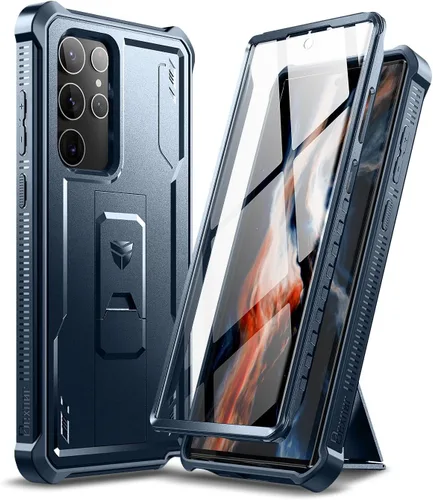 Vista 11 de Dexnor Funda para Samsung Galaxy S22 Ultra, [Protector de pantalla integrado y soporte] Protección de grado militar resistente de trabajo pesado a