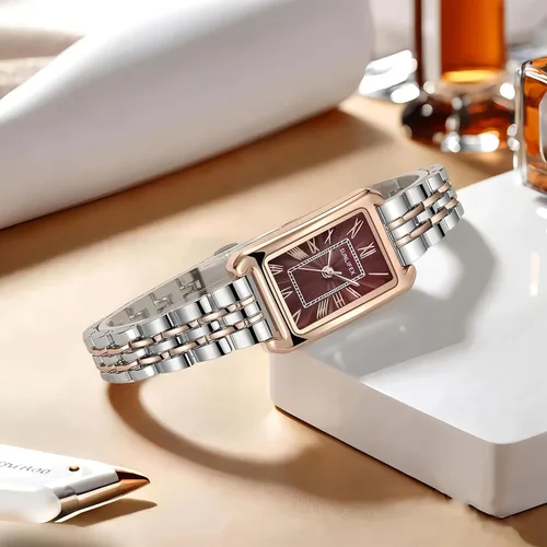 Vista 3 de Watches for Women Vintage Bracelet Roman Dial Rectangular Case Silver Watch Waterproof