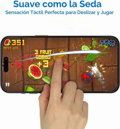 Vista 2 de Mothca - Protector de pantalla de vidrio mate para iPhone 14 Pro, antideslumbramiento y antihuellas, vidrio templado transparente, compatible
