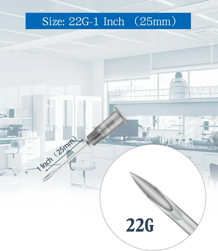 Vista 2 de 100 piezas agujas desechables 22G de 1 pulgada, Luer Lock paquete individual de accesorios de herramientas de laboratorio para rellenar líquidos