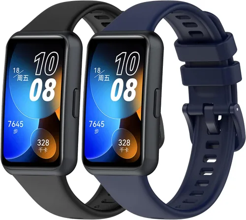 Vista 6 de Paquete de 2 bandas de repuesto impermeables de silicona compatibles con Huawei Band 9/Band 8