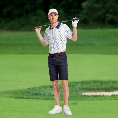 Vista 6 de Camisa de golf para hombre que absorbe la humedad, ajuste seco, estampado, manga corta, polo para hombre