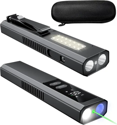 Vista 10 de EDC Flashlight 4 in 1 Pocket Magnetic Slim Flat Flashlight High Lumens Work Light with Green Beam & UV Light & Warning Light Combo EDC Rechargeable