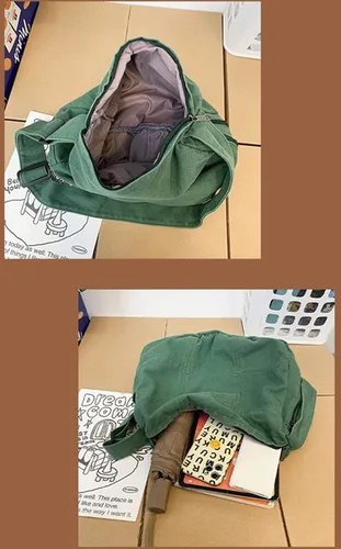 Vista 5 de TUPIRIYN Bolso cruzado de lona para mujer, bolso de hombro casual, color sólido, bolso de compras grande, bolso de mensajero, unisex