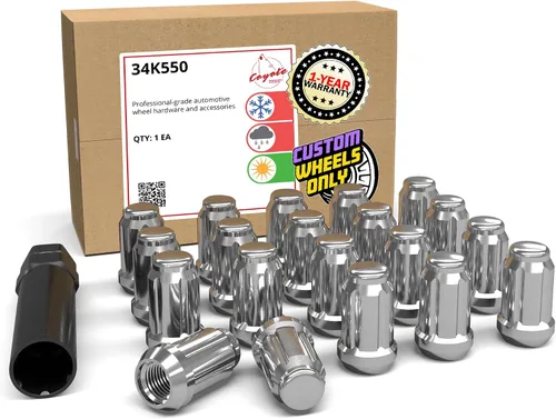 Vista 30 de Piezas de accesorios de rueda, 20 piezas de 1/2 "-20 roscas estriadas de 3.35 pulgadas de largo, tuercas hexagonales negras para Ford Mustang Jeep