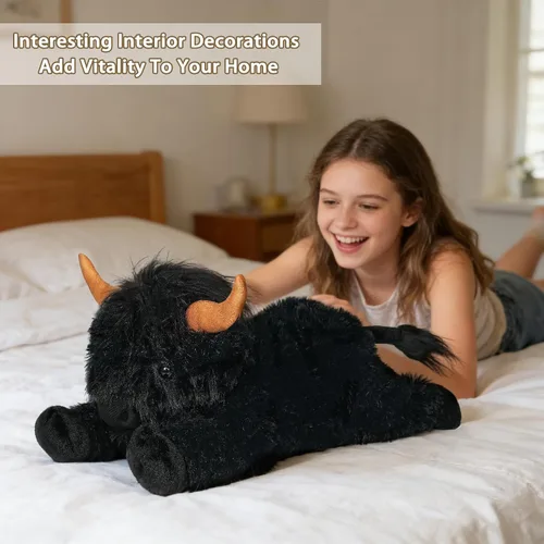 Vista 6 de WDXDSOB Animales de Peluche de Vaca Highland con Peso 4.2 Libras Peluche de Vaca Highland con Peso para Niños y Adultos Almohada de Juguete