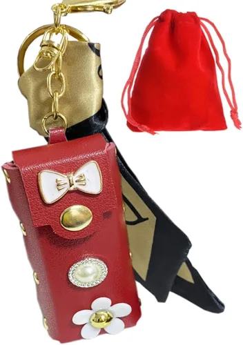 Vista 7 de Llavero de lápiz labial, estuche de cuero para brillo de labios, llavero para lápiz capítulo, accesorios, clips, decoración de llaves de coche