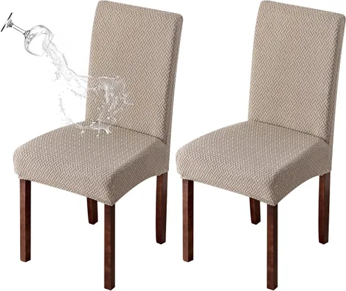 Vista 70 de Genina Fundas impermeables para sillas de comedor, cocina, fundas para sillas de comedor Parson (beige, 2 unidades)