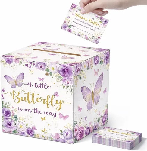 Vista 11 de Fumete 51 piezas Caja de tarjetas de rifa de pañales con osos con tarjetas de rifa de pañales insertadas, No podemos esperar, para baby shower