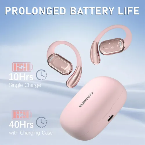 Vista 5 de TUINYO Auriculares inalámbricos con ganchos para la oreja, resistentes al agua IPX5, conexión Bluetooth estable de un paso con larga transmisión, 40