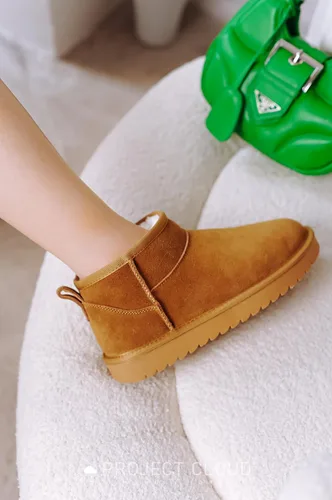 Vista 5 de Project Cloud Botas de nieve hasta el tobillo para mujer, botas de invierno de gamuza auténtica resistentes al agua con espuma viscoelástica y forro