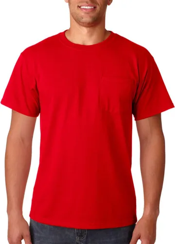 Vista 45 de Jerzees Camiseta pesada con cuello redondo y bolsillo en el pecho para hombre