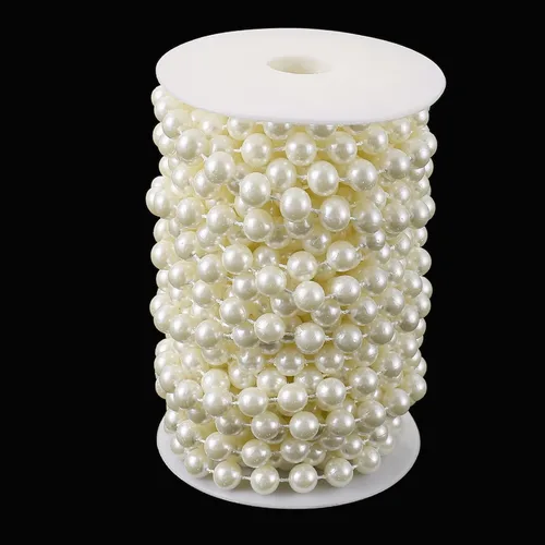 Vista 10 de Jerler Guirnalda de perlas de 33 yardas/98 pies, cadena de cuentas de perlas artificiales, ideal para manualidades DIY, Navidad, boda, ramo