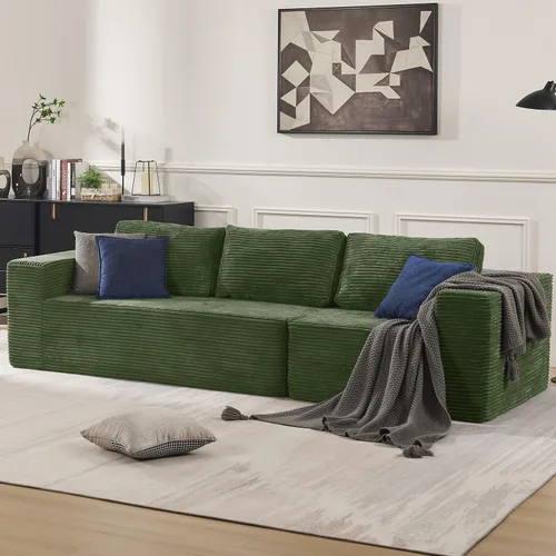 Vista 51 de Furnify Sofá modular tapizado de espuma de 30", Sofá de piso tapizado con almohada, Silla puf para dormitorio y sala de estar, No requiere