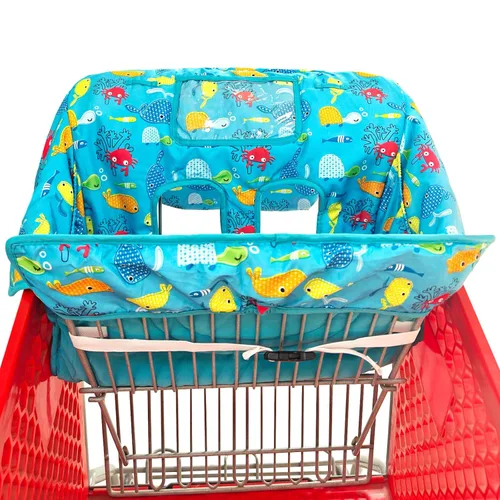Vista 2 de Funda para carrito de compras y silla alta 2 en 1 para bebé, funda acolchada, estilo plegable y enrollable, portátil con bolsa de transporte