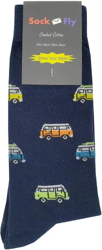 Vista 4 de VW Bus - Calcetines de vestir para hombre, 8-12, NegroAzul, 9-11