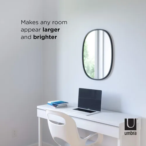 Vista 5 de [Usado] Umbra Hub Oval Wall Mirror with Rubber Frame, Modern Room Decor for Entryways, Washrooms, Living Rooms and More, Black