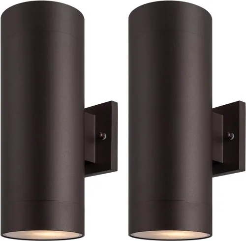 Vista 18 de mirrea Lámpara moderna para porche al aire libre en 2 luces con cilindro de aluminio y cubierta de vidrio templado, aplique de pared impermeable