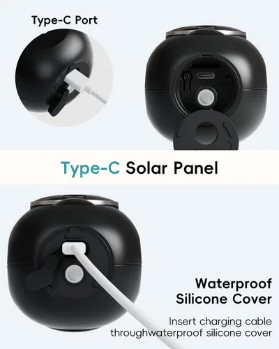 Vista 11 de ZUMIMALL Panel Solar de 5W para Cámaras de Seguridad Inalámbricas para Exteriores, con Puerto Micro USB y Tipo-C, Energía Solar de Alta Eficiencia