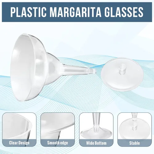 Vista 4 de 72 vasos de plástico Margarita de 8 onzas, vasos de plástico para margarita con temática mexicana, vasos de cóctel inastillables desechables