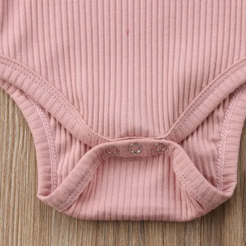 Vista 5 de Seyurigaoka Mameluco de manga larga unisex para bebé recién nacido, con punto acanalado liso, para niño y niña