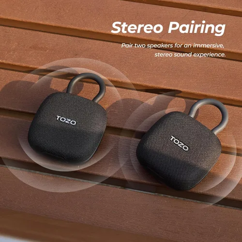 Vista 8 de TOZO PE1 - Altavoces Bluetooth portátiles con mosquetón ajustable, mini altavoz de ducha inalámbrico Bluetooth con IPX8 impermeable, 32 horas