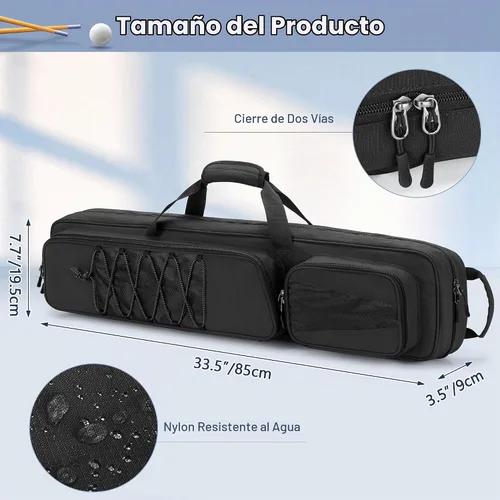 Vista 5 de GOBUROS Estuche para taco de billar de 4 x 5, funda de transporte con capacidad para 4 traseros y 5 ejes, bolsa suave para palos de piscina