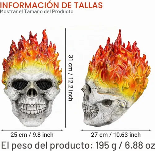 Vista 2 de Máscara de fantasma de caballero esqueleto aterrador, máscara