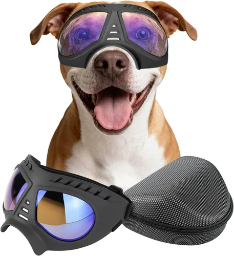 Vista 11 de Gafas de sol para perros de razas grandes, antirayos UV para protección facial completa, máscara para mascotas con agujeros transpirables