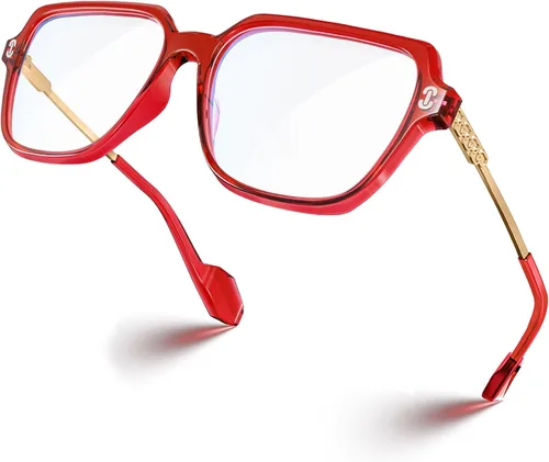 Vista 22 de VISOONE - Paquete de 2 anteojos de bloqueo de luz azul de gran tamaño con elegante marco cuadrado TR90 y patillas metálicas para mujeres y hombres