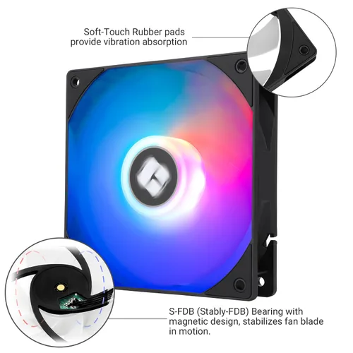Vista 9 de Thermalright Ventilador de CPU TL-C12RB-S V2 PWM, conector PWM de 4 pines, ventilador de computadora con apertura ARGB, ventilador de refrigeración