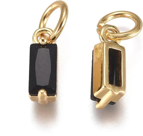 Vista 2 de KitBeads 20 dijes rectangulares de latón con circonita cúbica Negro