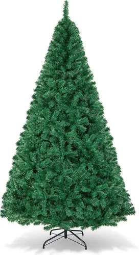 Vista 12 de DREAMADE Árbol de Navidad blanco de 6 pies, árbol de Navidad artificial de abeto sin iluminación con 650 ramas completas y base de metal plegable