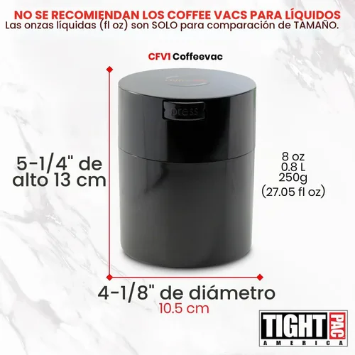 Vista 8 de Coffeevac contenedor de café, térmico y sellado al vacío, 1/2 libra Negro