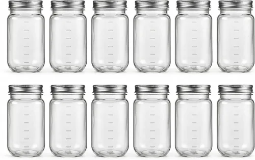Vista 10 de novelinks Tarros de plástico transparente de 16 onzas con tapas y tapas