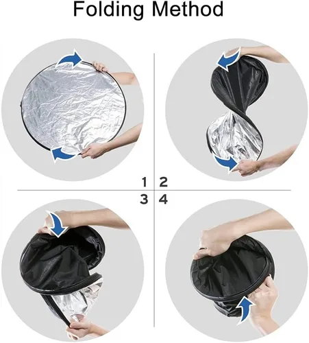 Vista 6 de Reflector de luz para fotografía con clip 24 pulgadas 5 en 1 portátil 23.6 in redondo plegable multi disco fotografía estudio foto cámara