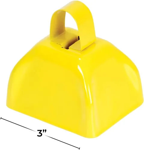 Vista 2 de Rhode Island Novelty Cencerros de metal amarillo de 3 pulgadas, una docena por pedido