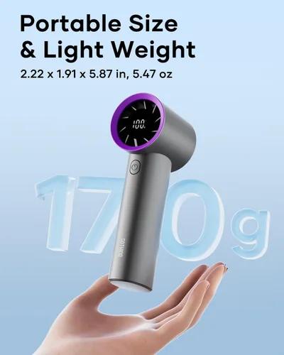 Vista 3 de SOTHING Ventilador de mano portátil - Ventilador turbo de mano de 15000 RPM para viajes con alta velocidad, batería de 11 horas de duración