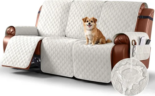 Vista 33 de Ruaozz Funda impermeable para sofá reclinable, lavable, funda antideslizante de 1 pieza, protector de muebles con correas elásticas, bolsillo