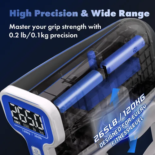 Vista 7 de Grip Strength Tester 265lb/120kg, Digital Hand Dynamometer FDA Registered with Backlit LCD for Grip Strength Testing and Training