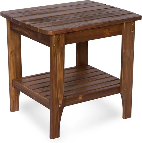 Vista 9 de Shine Company Long Island Mesa auxiliar rectangular de madera maciza, mesa auxiliar Adirondack para exteriores, Aqua