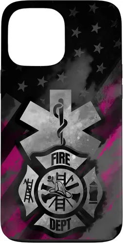 Vista 24 de EMT EMS Firefighter Pink Smoke Line USA American Flag Case for iPhone 17