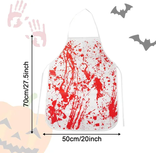 Vista 2 de Delantal Sangriento de Halloween Accesorio de Disfraz de Carnicero con Huella de Mano Aterradora para Adultos Mujeres Hombres Cosplay Fiesta Cocina