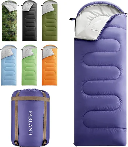 Vista 12 de FARLAND Sleeping Bag for Adults, Teens and Kids - 3 Season Camping Gear Verde militar