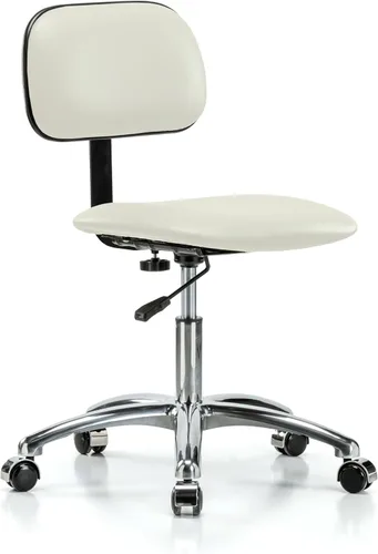 Vista 28 de Perch - Silla de laboratorio cromada con respaldo ajustable, altura del escritorio de 17 a 22 pulgadas, tela negra