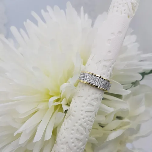 Vista 3 de Dazzlingrock Collection Round White Diamond 5 Row with Rectangular Grooves Micro-pave Anniversary Ring (0.40 ctw, Color I-J, Clarity I1-I3) in Gold