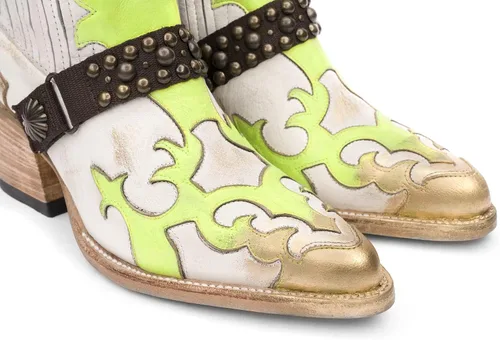 Vista 4 de Mezcalero Botines de piel blanca para Mujer con acabado vintage - Dudi