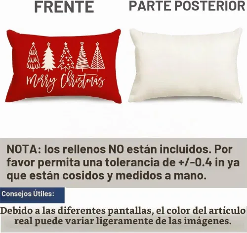 Vista 6 de Fundas de almohada de Navidad de 12 x 20 pulgadas, árbol de Navidad para Rojo